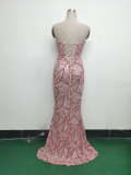 Women beaded cross Lace-Up hollow Patchwork Formal Party evening dress