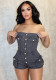 Women's Summer Strapless Denim Jumpsuit