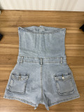 Women's Summer Strapless Denim Jumpsuit