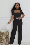 Women Elegant Scarf Short Sleeve Wide Leg Jumpsuit