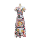 Women Print Holidays Casual Ruffle Sleeve V-Neck Floral Dress