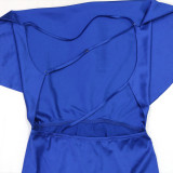 Women split backless maxi dress