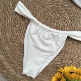 Women Solid Metallic Flower Strapless Two Pieces Swimsuit