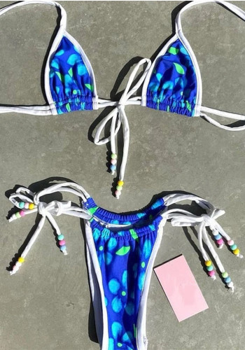 Women Blue Printed Bikini Swimsuit Two-Piece Set