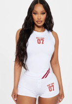 Women Summer Crop Letter Digital Printed Top and Shorts Two-Piece Set Women Summer Crop Letter Digital Printed Top and Shorts Two-Piece Set