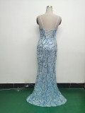 Women beaded cross Lace-Up hollow Patchwork Formal Party evening dress