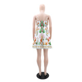 Women Casual Holidays Suspender Print Dress
