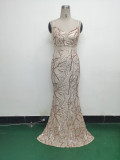 Women beaded cross Lace-Up hollow Patchwork Formal Party evening dress