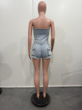 Women's Summer Strapless Denim Jumpsuit