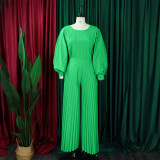 Plus Size Women Summer Loose Casual Shirt and Wide-leg Pants Two-Piece Set