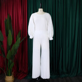 Plus Size Women Summer Loose Casual Shirt and Wide-leg Pants Two-Piece Set