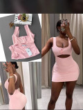 African Summer Women's Sexy Elastic Hollow Sleeveless Bodycon Dress
