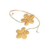 Metal Flower Open Arm Ring Adjustable Bracelet
