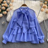 Luxury Women's Spring Elegant Chic Sweet Long-Sleeve Chiffon Blouse