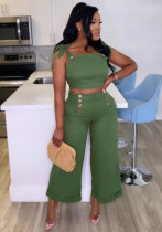 Elegant Career Strap Wide-Leg Two-Piece Pants Set