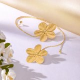 Metal Flower Open Arm Ring Adjustable Bracelet