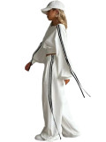 Autumn Casual Women's Solid Color Loose Webbing-Trimmed Two-Piece Pants Set