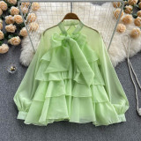 Luxury Women's Spring Elegant Chic Sweet Long-Sleeve Chiffon Blouse