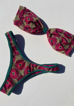 Sexy Printed Strapless Two-Piece Bikini Set