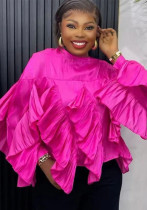 Irregular Ruffled Long-Sleeve Chiffon Blouse Autumn Loose Shirt Irregular Ruffled Long-Sleeve Chiffon Blouse Autumn Loose Shirt