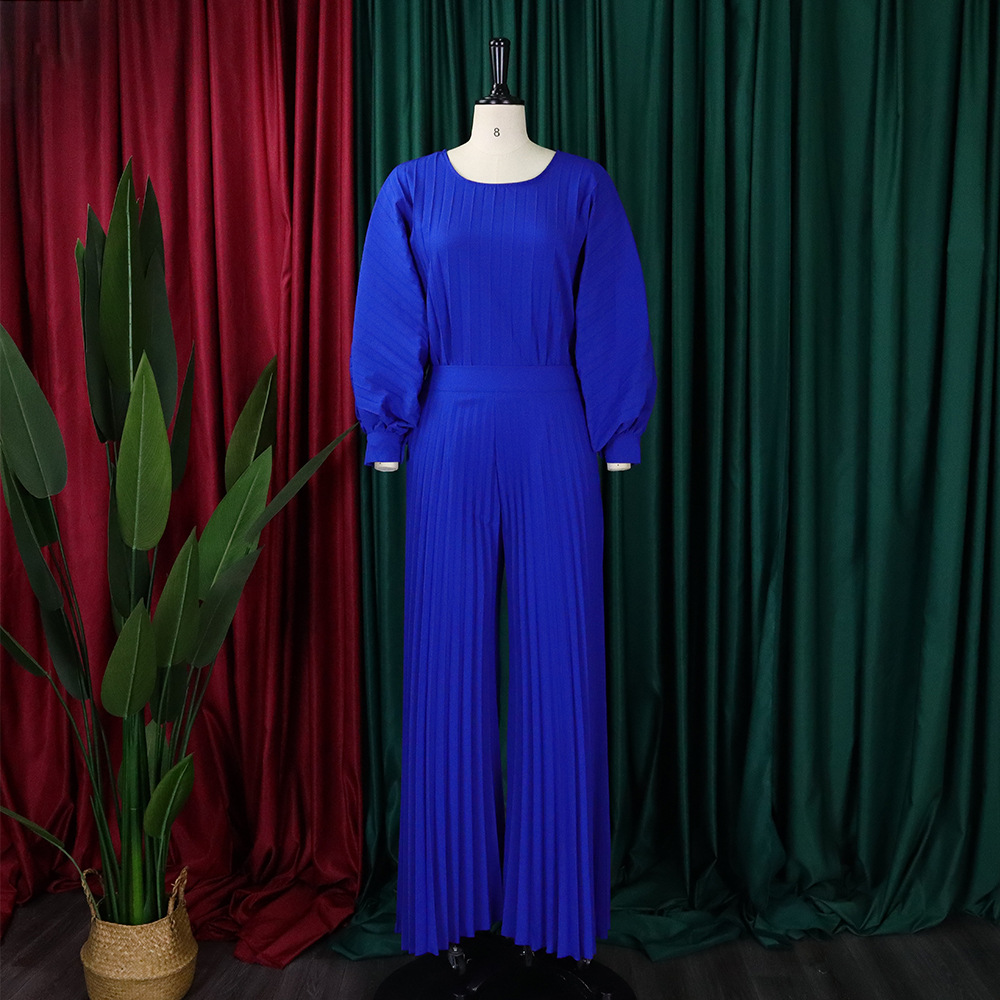 Plus Size Women Summer Loose Casual Shirt and Wide-leg Pants Two-Piece Set