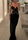 V-Neck Sexy Cutout Patchwork Strap Evening Dress