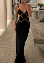 V-Neck Sexy Cutout Patchwork Strap Evening Dress V-Neck Sexy Cutout Patchwork Strap Evening Dress