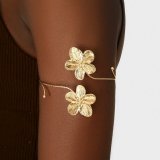 Metal Flower Open Arm Ring Adjustable Bracelet