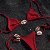 Sexy Conch-Embellished Two-Piece Bikini Set