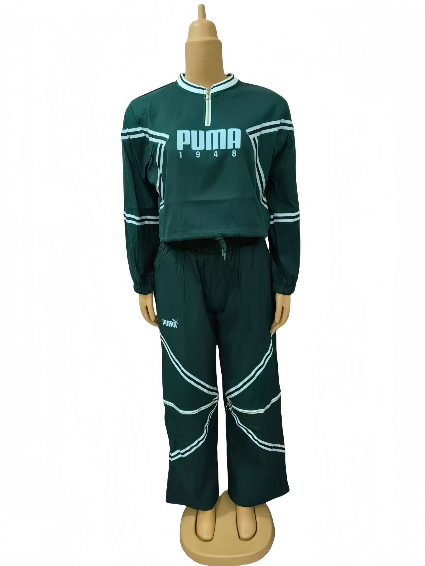 Plus Size Women Round Neck Top and Trousers Casual Two Piece Set