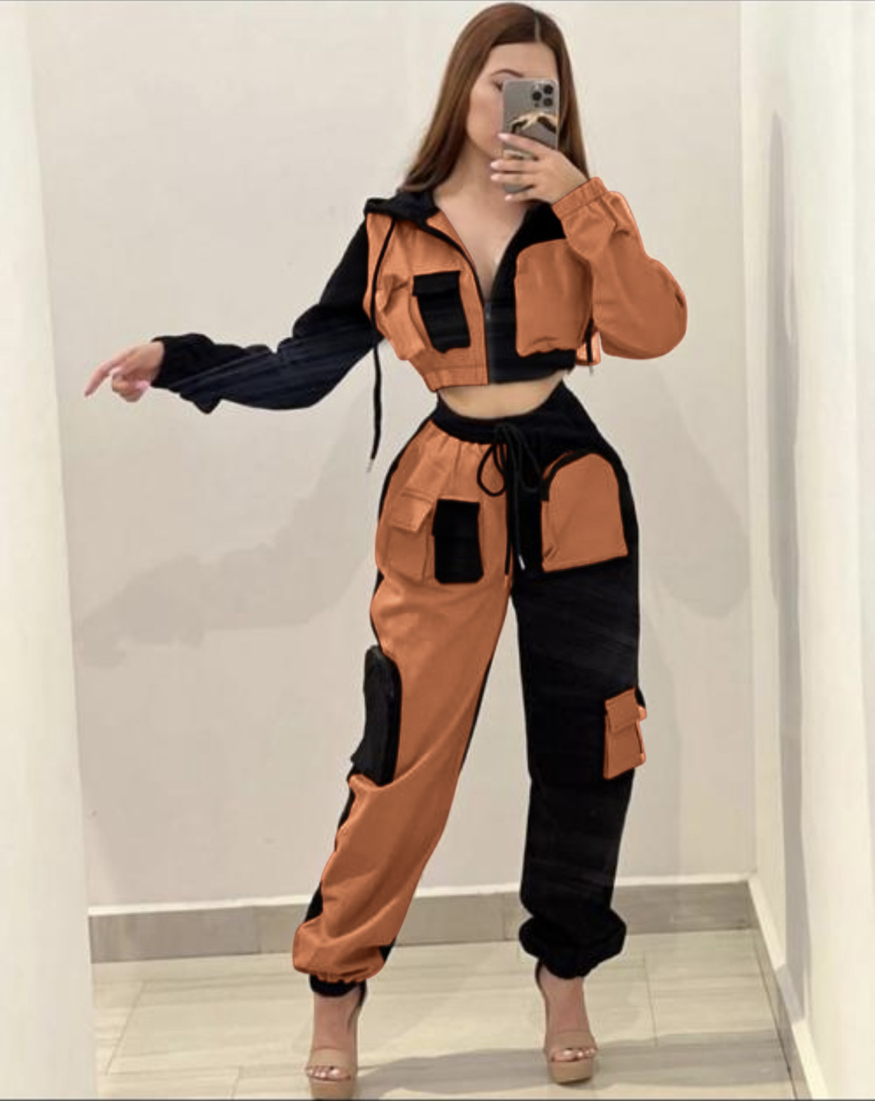 Women Double-piece hooded Top and trousers Casual Two Piece Set
