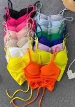 Women Sexy Summer Candy Color Drawstring Crop Tank Top Women Sexy Summer Candy Color Drawstring Crop Tank Top