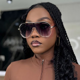 Women one-piece large frame frog mirror hollow sun protection sunglasses