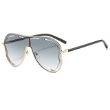 Women one-piece large frame frog mirror hollow sun protection sunglasses