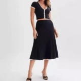 Women spring and summer elegant top and skirt two piece set