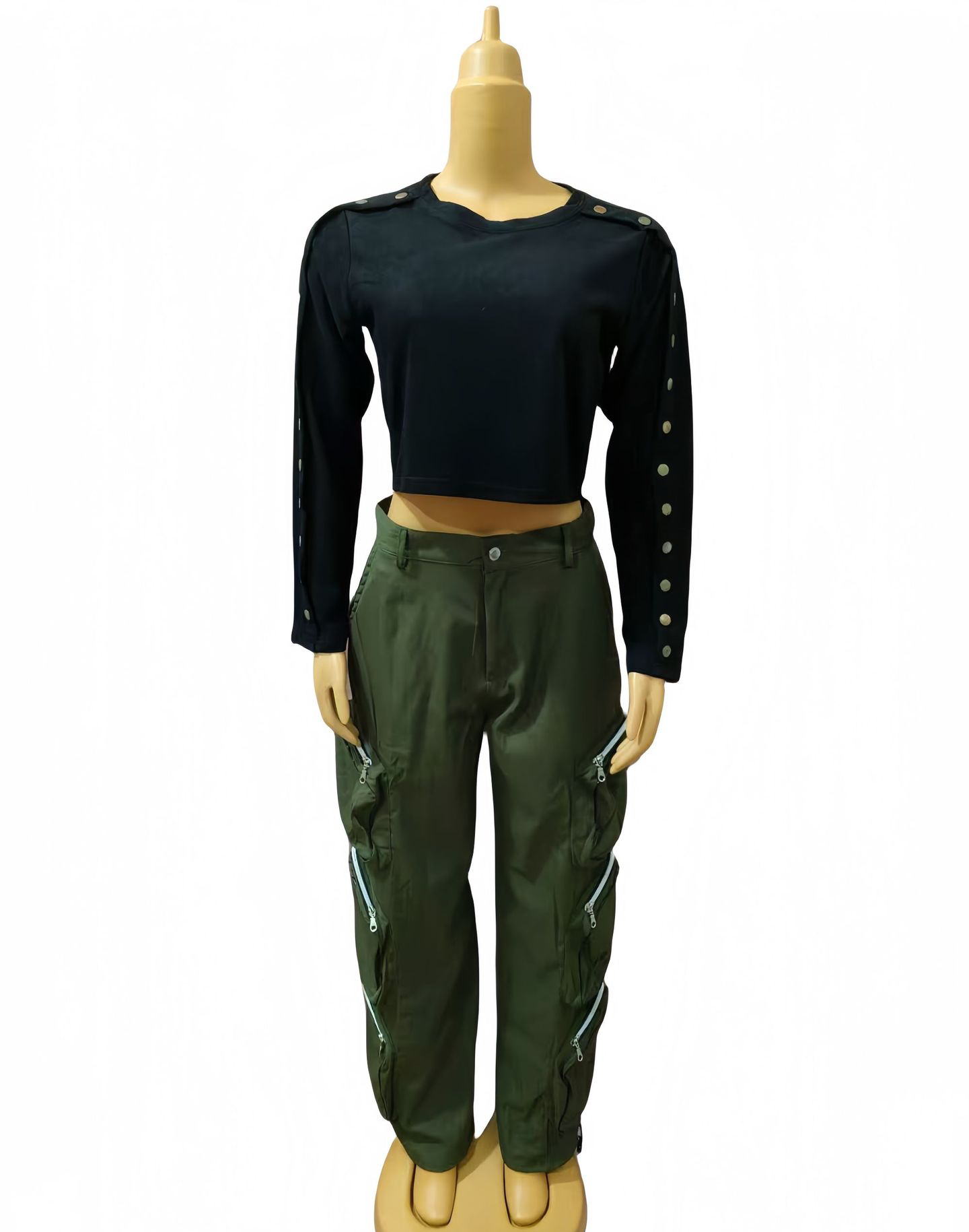 African Women Top and Cargo trousers Casual Two Piece Set