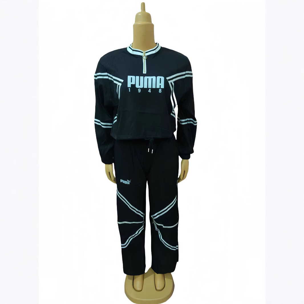 Plus Size Women Round Neck Top and Trousers Casual Two Piece Set