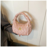 Women pleated cloud bag crossbody handbag single shoulder crescent bag