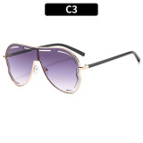 Women one-piece large frame frog mirror hollow sun protection sunglasses