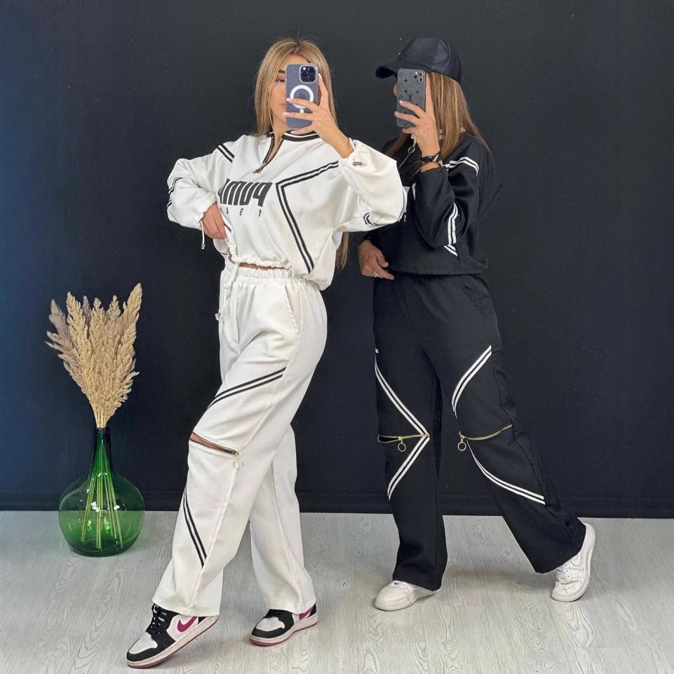 Plus Size Women Round Neck Top and Trousers Casual Two Piece Set