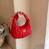 Women pleated cloud bag crossbody handbag single shoulder crescent bag
