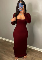 Women Soid knitting Maxi Dress