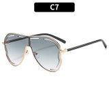 Women one-piece large frame frog mirror hollow sun protection sunglasses