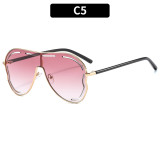 Women one-piece large frame frog mirror hollow sun protection sunglasses