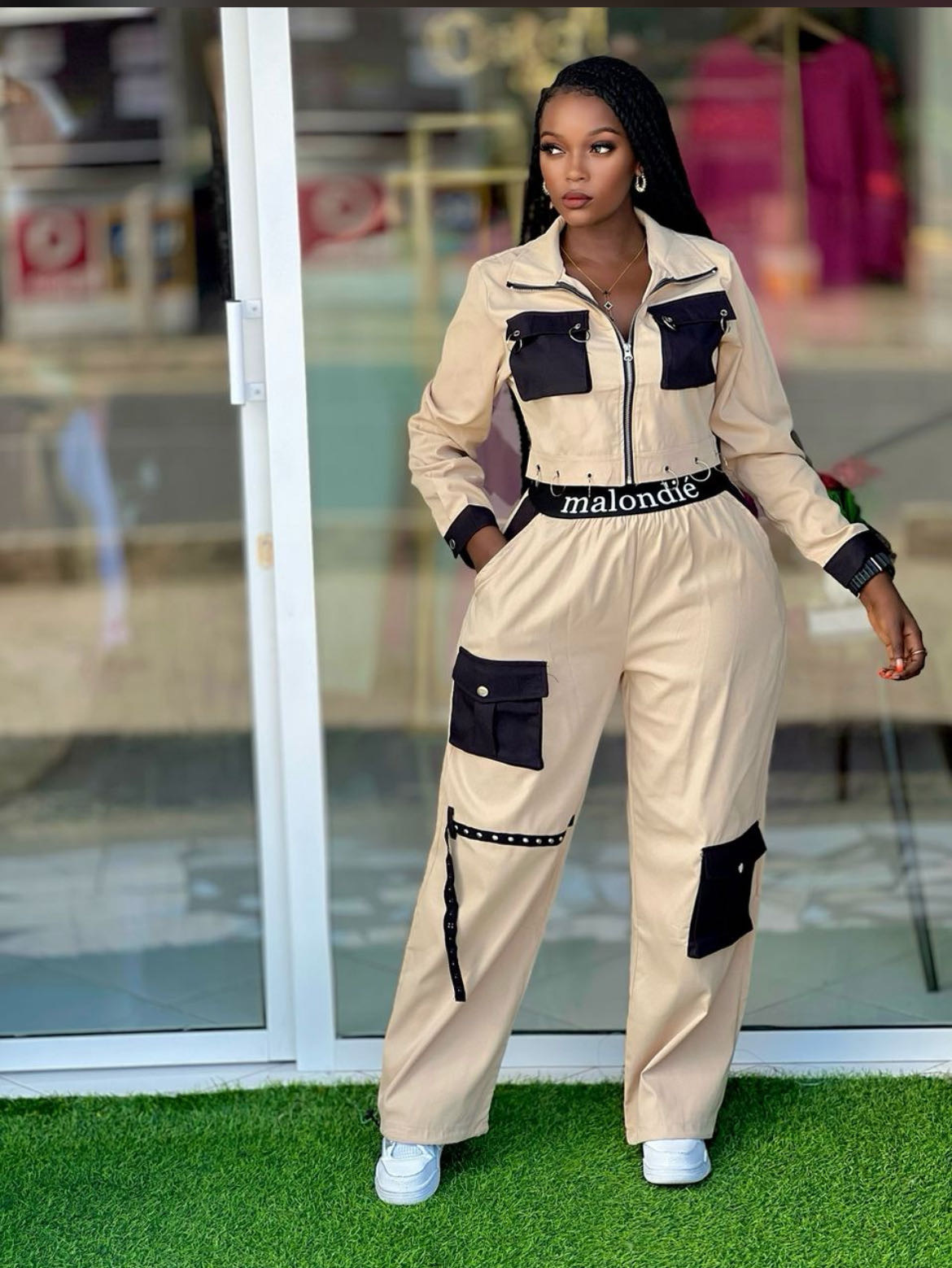 African Women Top and Cargo trousers Casual Two Piece Set