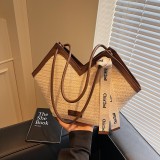 Women woven straw bag handbag single shoulder bag Beach shoulder bag Career tote bag