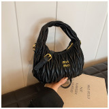 Women pleated cloud bag crossbody handbag single shoulder crescent bag