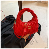 Women pleated cloud bag crossbody handbag single shoulder crescent bag