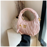 Women pleated cloud bag crossbody handbag single shoulder crescent bag
