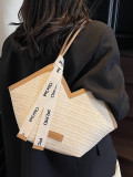 Women woven straw bag handbag single shoulder bag Beach shoulder bag Career tote bag